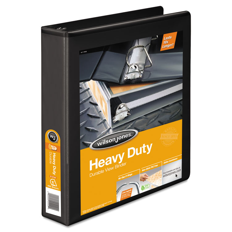 Picture of Heavy-Duty D-Ring View Binder w/Extra-Durable Hinge, 1 1/2" Cap, Black