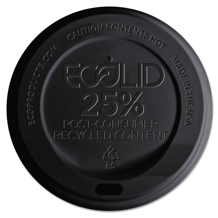 Picture of Ecolid 25% Recy Content Hot Cup Lid, Black, F/10-20oz, 100/pk, 10 Pk/ct