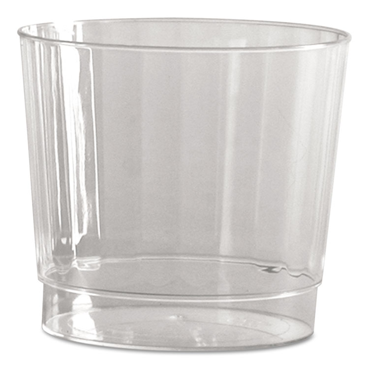 Picture of CLASSIC CRYSTAL PLASTIC TUMBLERS, 9 OZ., CLEAR, FLUTED, ROCKS SQUAT, 12/PACK