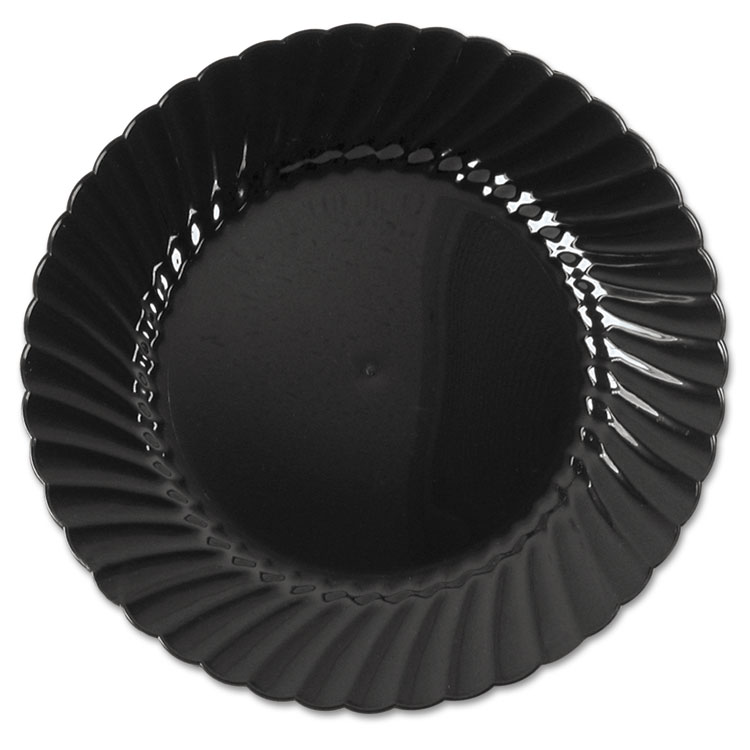 Picture of Classicware Plastic Plates, 6" Dia., Black, Round, 10 Plates/pack