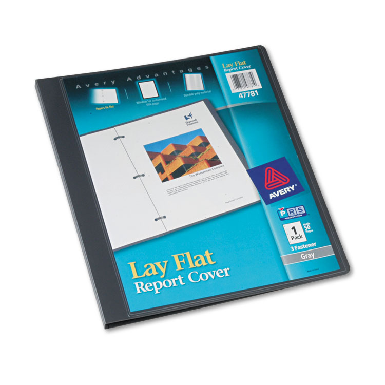 Picture of Lay Flat View Report Cover w/Flexible Fastener, Letter, 1/2" Cap, Clear/Gray
