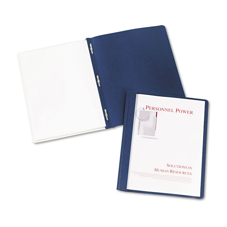 Picture of Durable Clear Front Report Cover w/Prong Fasteners, 1/8" Cap, Clear/Blue, 25/Box