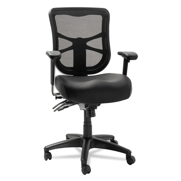 Picture of Alera Elusion Series Mesh Mid-Back Multifunction Chair, Black Leather