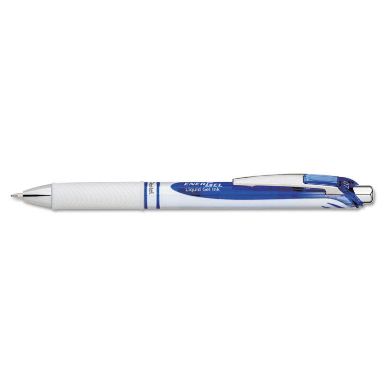 Picture of EnerGel RTX Retractable Liquid Gel Pen, .7mm, White/Blue Barrel, Blue Ink