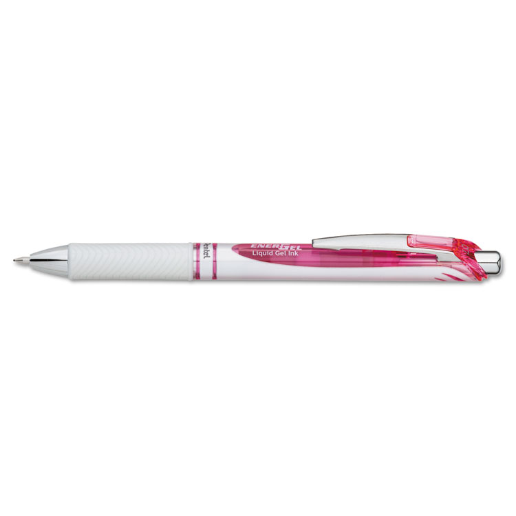 Picture of EnerGel RTX Retractable Liquid Gel Pen, .7mm, White/Pink Barrel, Pink Ink