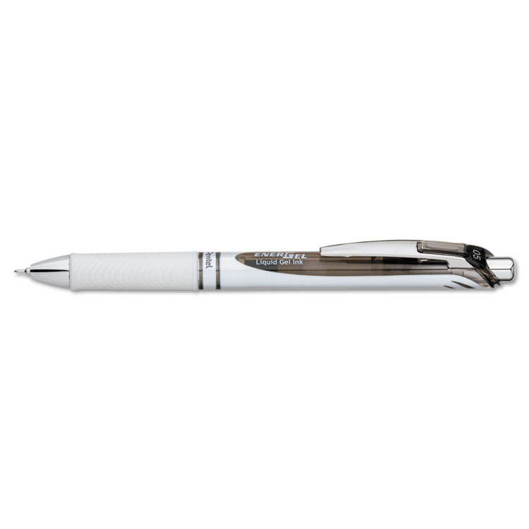 Picture of EnerGel RTX Retractable Liquid Gel Pen, .5mm, White/Black Barrel, Black Ink