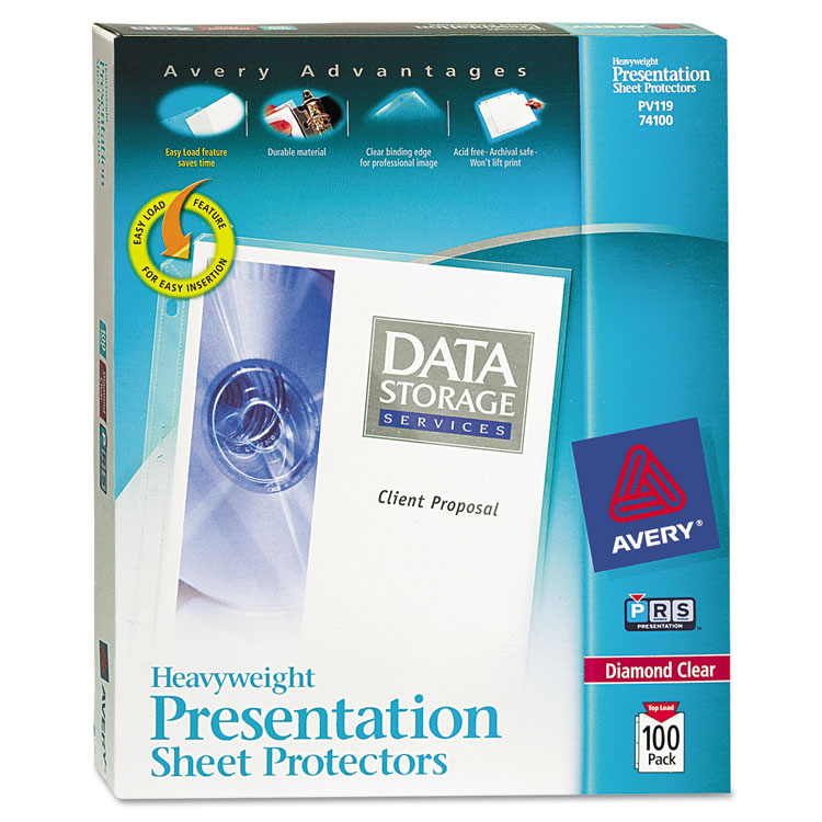 Picture of Top-Load Poly Sheet Protectors, Heavy Gauge, Letter, Diamond Clear, 100/Box