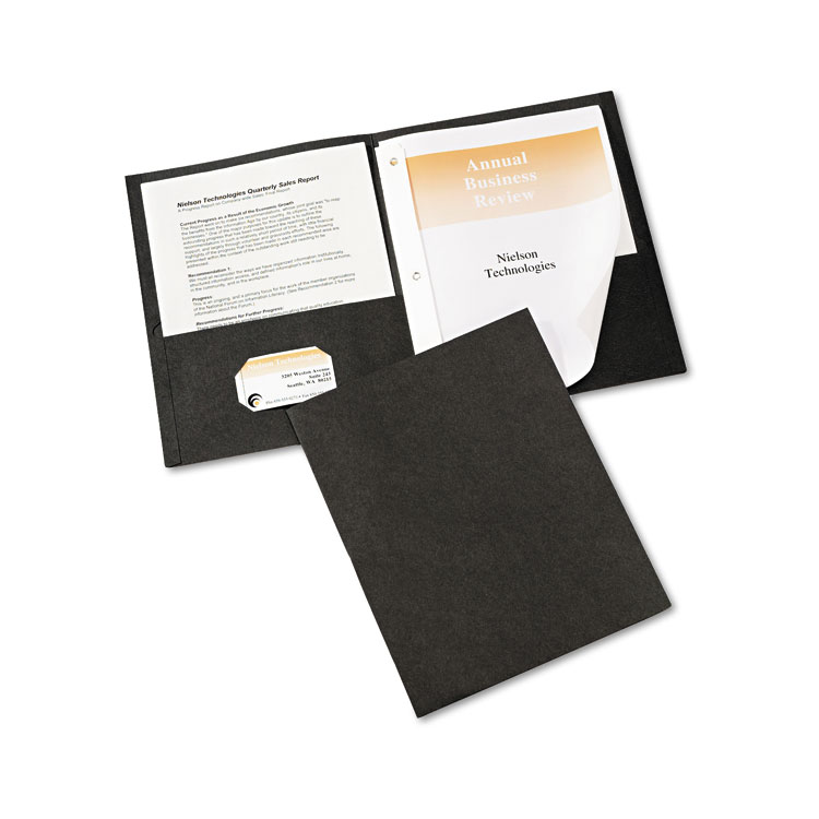 Picture of Two-Pocket Folder, Prong Fastener, Letter, 1/2" Capacity, Black, 25/Box