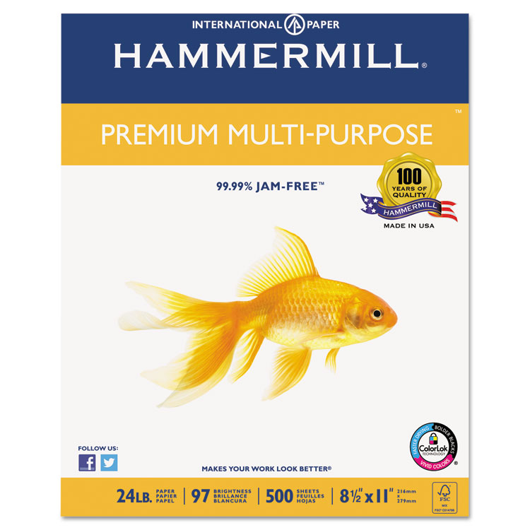 Picture of Premium Multipurpose Paper, 24-lb., 8-1/2 x 11, White, 2500/Carton