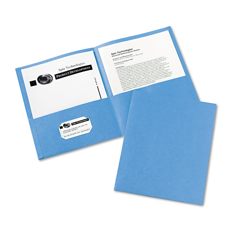 Picture of Two-Pocket Folder, 20-Sheet Capacity, Light Blue, 25/Box