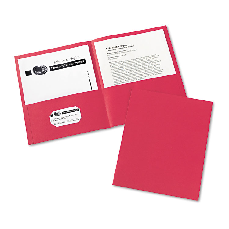 Picture of Two-Pocket Folder, 20-Sheet Capacity, Red, 25/Box