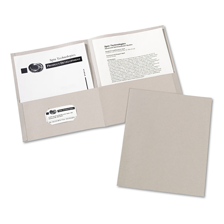 Picture of Two-Pocket Folder, 20-Sheet Capacity, Gray, 25/Box
