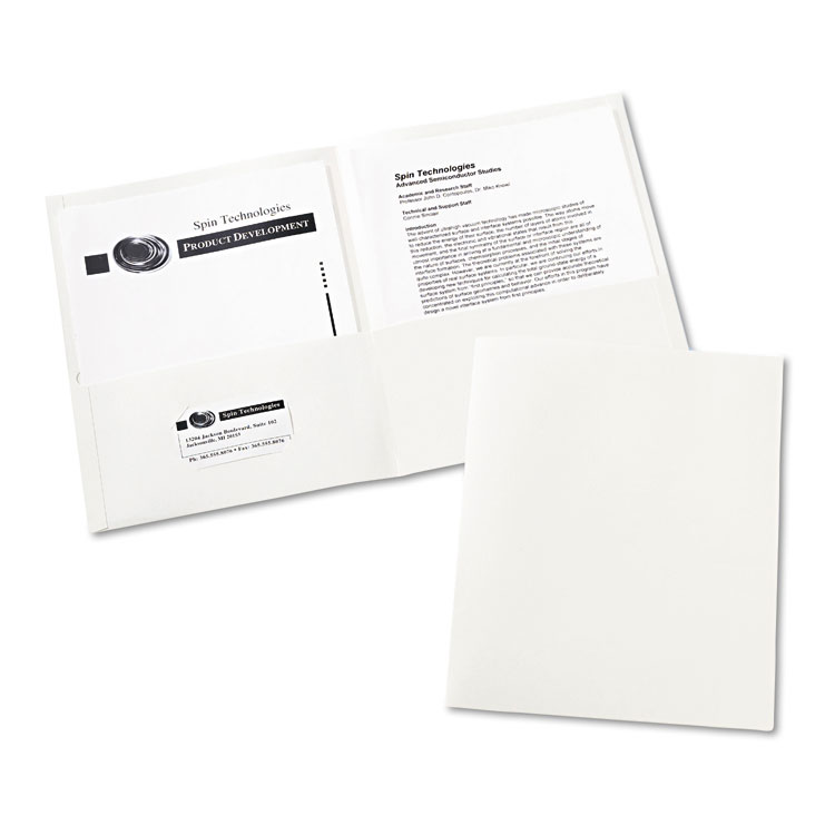 Picture of Two-Pocket Folder, 20-Sheet Capacity, White, 25/Box