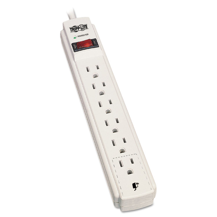 Picture of Protect It! Surge Suppressor, 6 Outlets, 15 ft Cord, 790 Joules, Light Gray