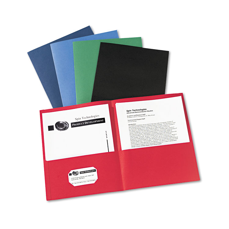 Picture of Two-Pocket Folder, 20-Sheet Capacity, Assorted Colors, 25/Box