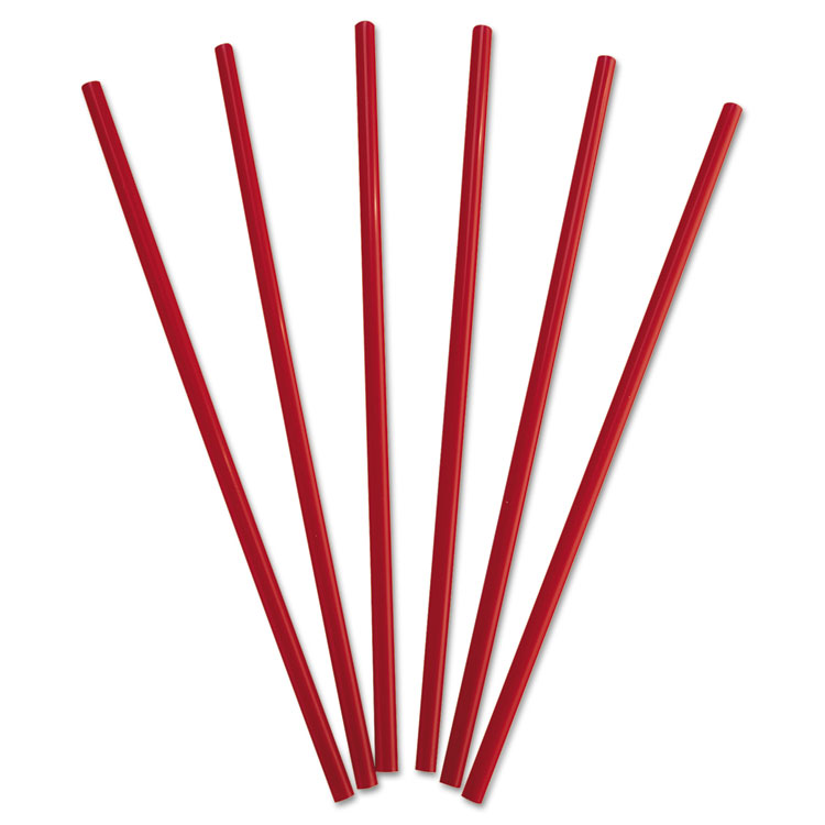 Picture of Wrapped Giant Straws, 10 1/4", Polypropylene, Red, 300/Box, 4 Boxes/Carton