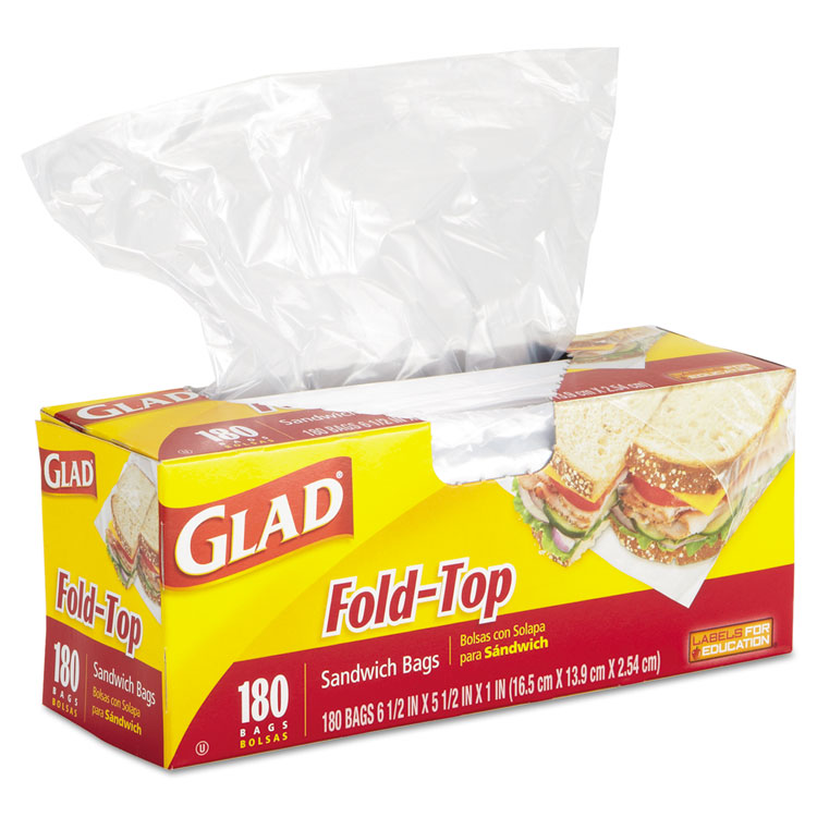 Picture of Fold-Top Sandwich Bags, 6 1/2 x 5 1/2, Clear, 180/Box