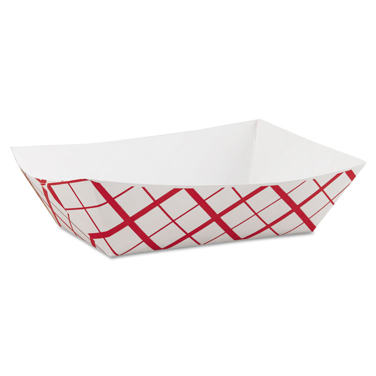 Picture of Paper Food Baskets, 3lb, Red/white, 500/carton