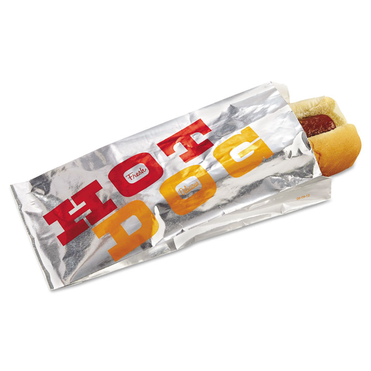 Picture of Foil Hot Dog Bags, 3 1/2w X 1 1/2d X 8 1/2h, White "hot Dog", 1000/carton