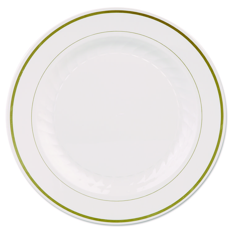 Picture of Masterpiece Plastic Plates, 10 1/4in, Ivory W/gold Accents, Round