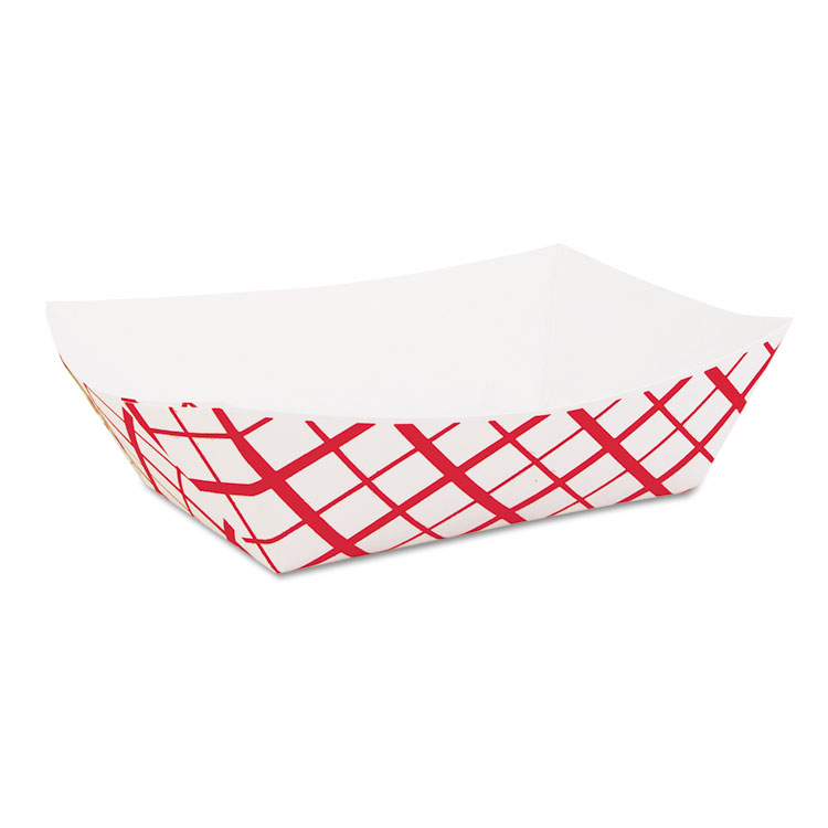 Picture of Paper Food Baskets, 2lb, Red/white, 1000/carton