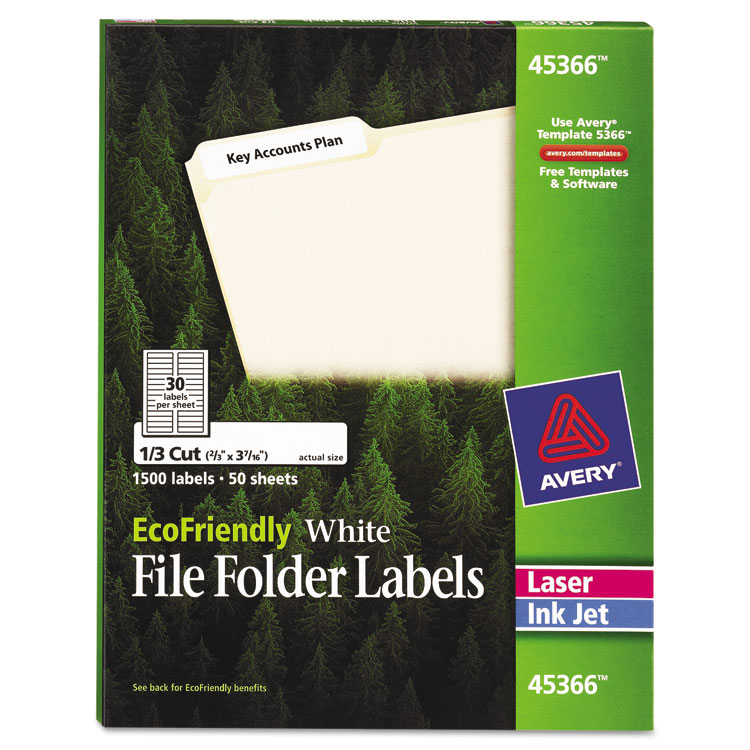Picture of EcoFriendly File Folder Labels, 2/3 x 3 7/16, White, 1500/Pack