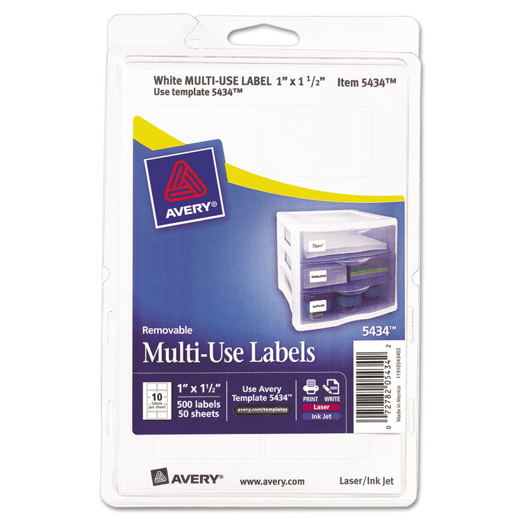 Picture of Removable Multi-Use Labels, 1 x 1 1/2, White, 500/Pack