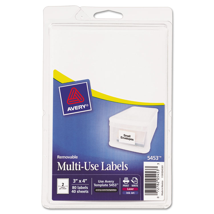 Picture of Removable Multi-Use Labels, 3 x 4, White, 80/Pack