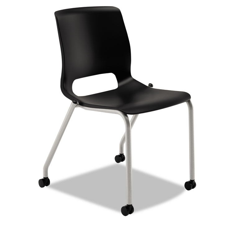 Picture of Motivate Seating Upholstered 4-Leg Stacking Chair, Black/Onyx/Platinum, 2/Carton