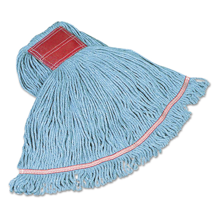 Picture of Swinger Loop Wet Mop Heads, Cotton/Synthetic, Blue, Large