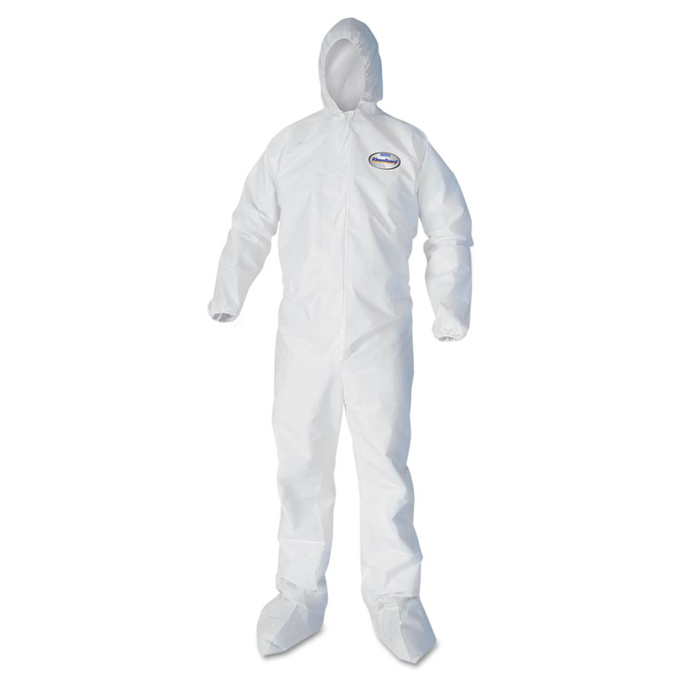 A30 Elastic Back and Cuff Hooded/Boots Coveralls, White, XL,25/Ctn
