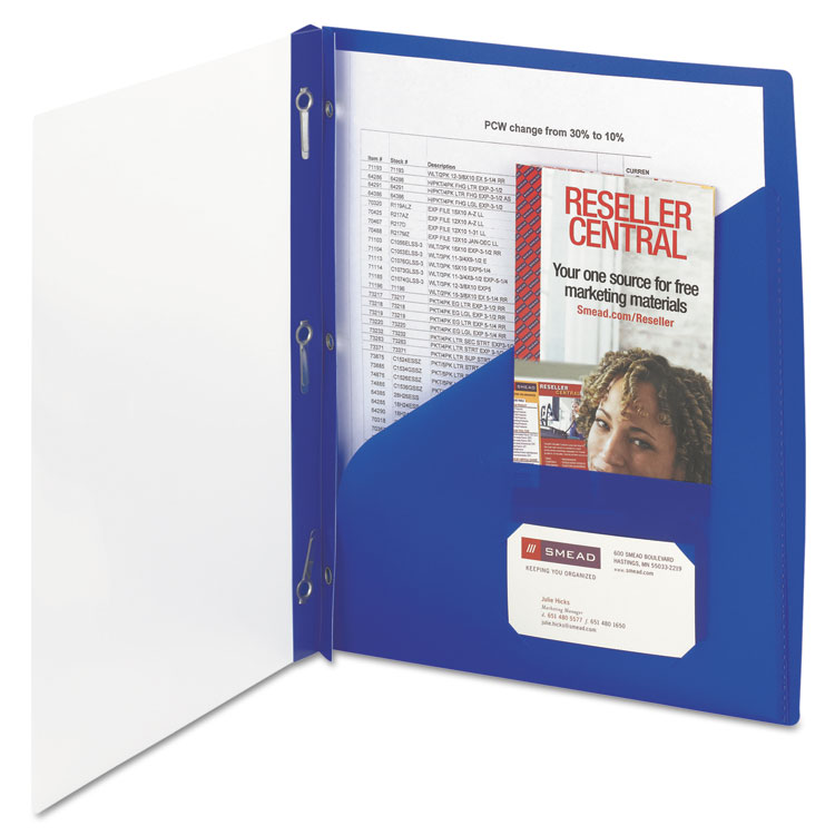 Picture of Clear Front Poly Report Cover With Tang Fasteners, 8-1/2 x 11, Blue, 5/Pack