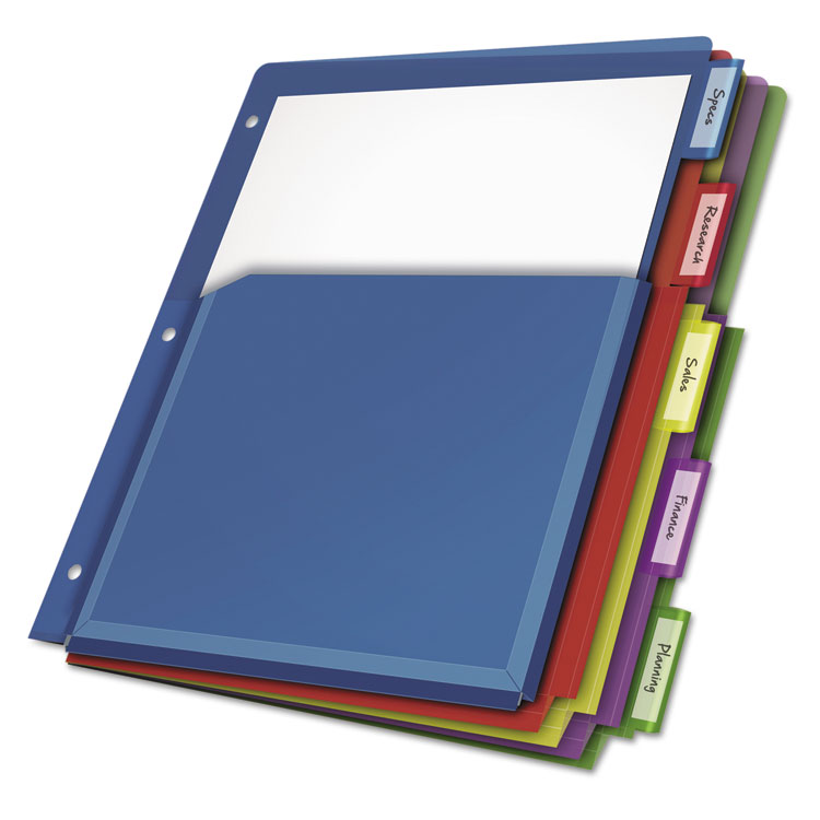 Picture of Poly Expanding Pocket Index Dividers, 5-Tab, Letter, Multicolor, per Pack