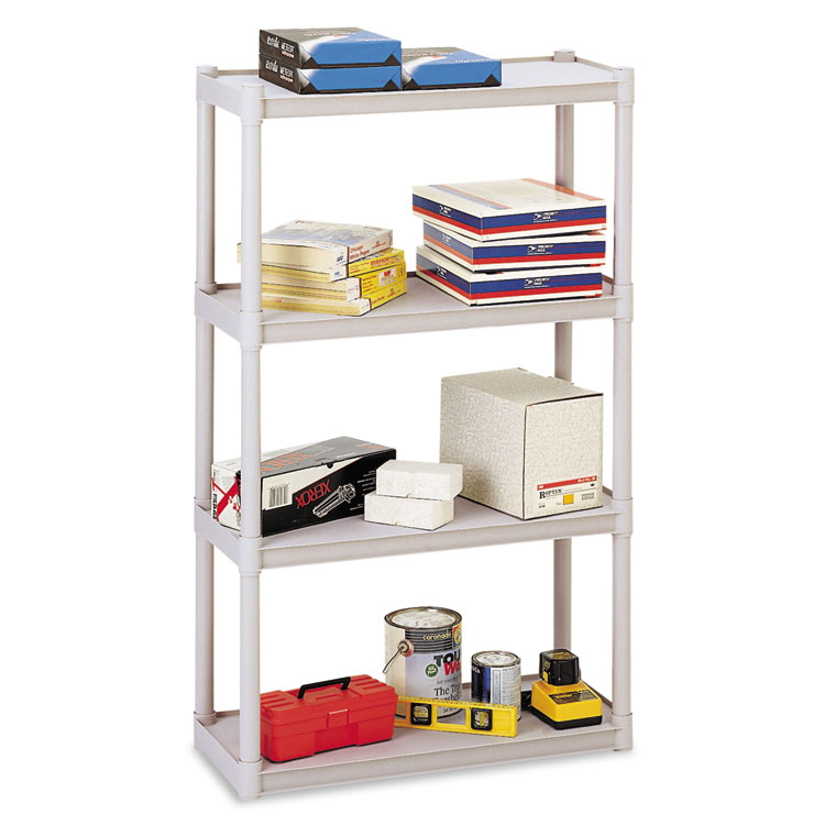 Picture of Rough N Ready Four-Shelf Open Storage System, Resin, 32w x 13d x 54h, Platinum