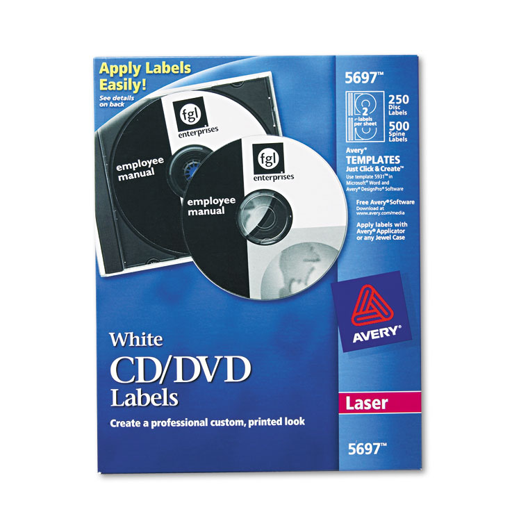 Picture of Laser CD Labels, Matte White, 250/Pack