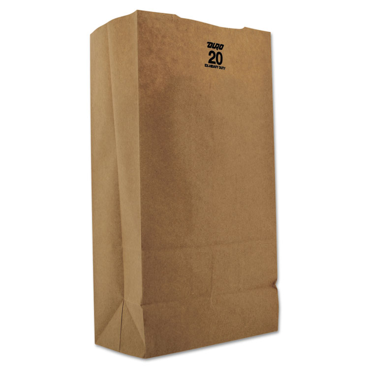 Picture of #20 Paper Grocery, 57lb Kraft, Extra Heavy-Duty 8 1/4x5 5/16 x16 1/8, 500 bags