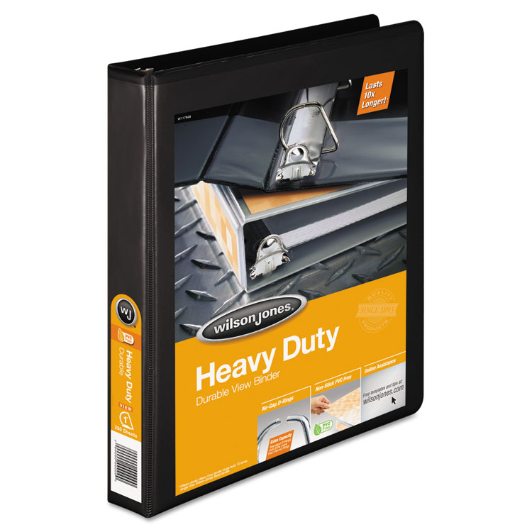 Picture of Heavy-Duty D-Ring View Binder w/Extra-Durable Hinge, 1" Cap, Black
