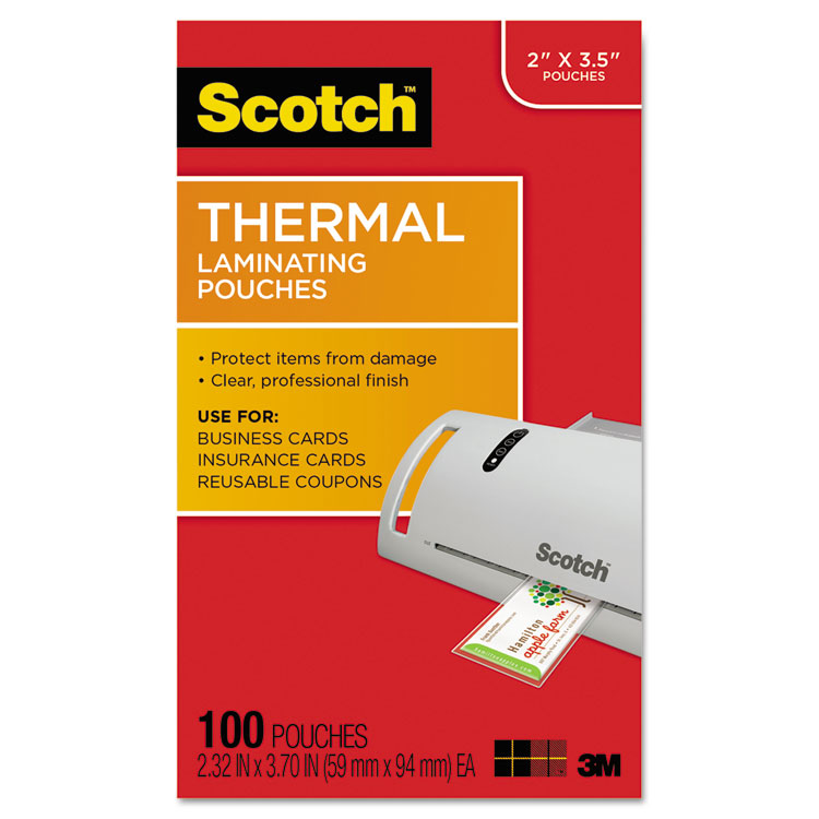 Picture of Business Card Size Thermal Laminating Pouches, 5 mil, 3 3/4 x 2 3/8, 100/Pack
