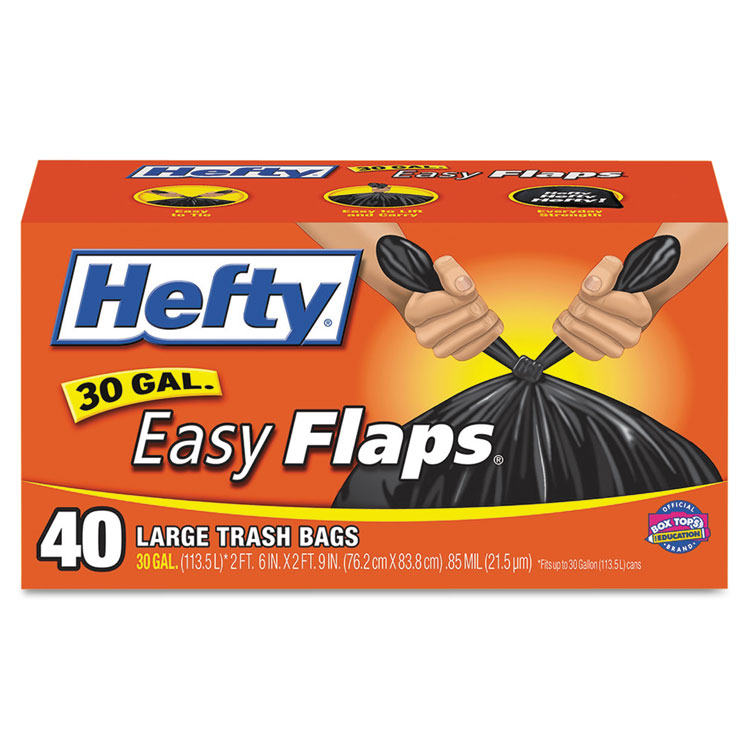Picture of Easy Flaps Trash Bags, .85 Mil, 30gal, Black, 40/box