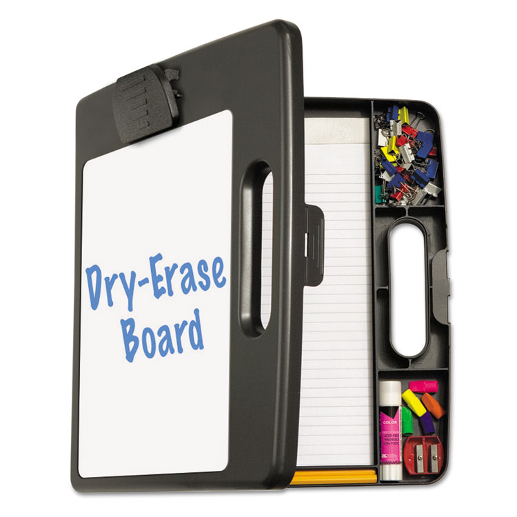 Picture of Portable Dry Erase Clipboard Case, 4 Compartments, 1/2" Capacity, Charcoal