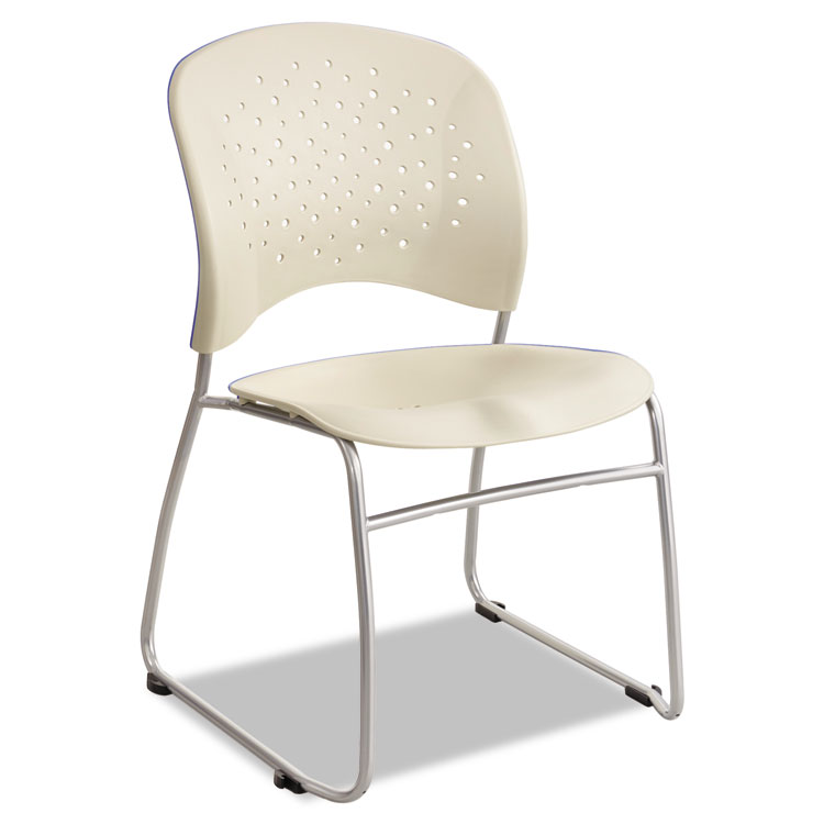 Picture of Rêve Series Guest Chair With Sled Base, Latte Plastic, Silver Steel, 2/CT