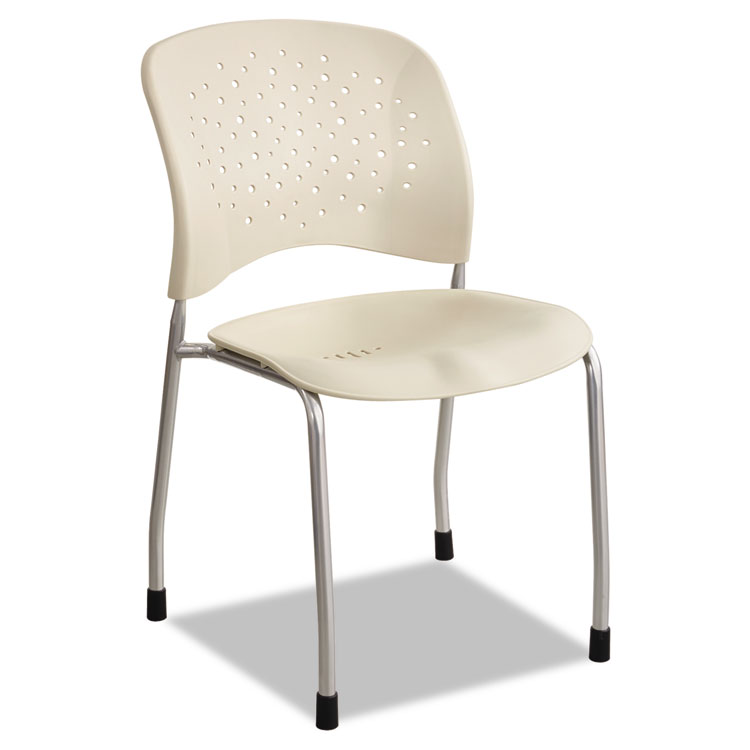 Picture of Rêve Series Guest Chair W/ Straight Legs, Latte Plastic, Silver Steel, 2/Carton