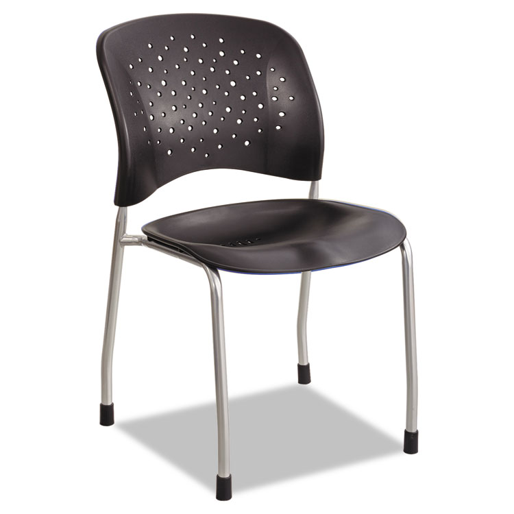 Picture of Rêve Series Guest Chair W/ Straight Legs, Black Plastic, Silver Steel, 2/Carton