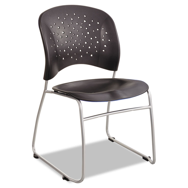 Picture of Rêve Series Guest Chair With Sled Base, Black Plastic, Silver Steel, 2/Carton