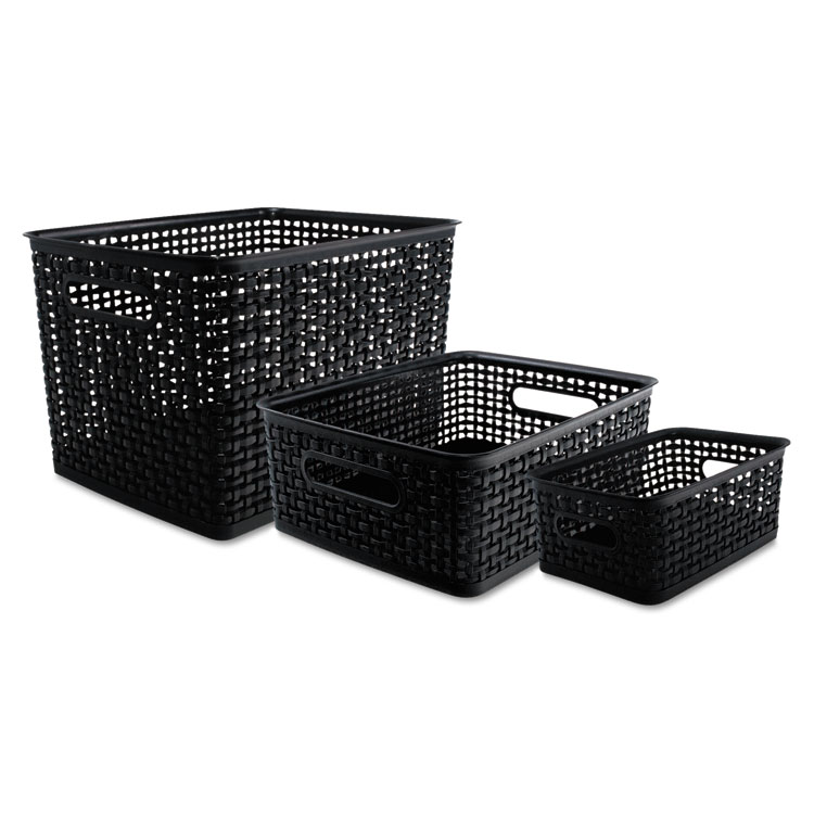 Picture of Weave Bins, Assorted, Plastic, Black, 3 Bins