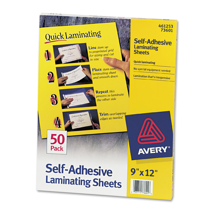 Picture of Clear Self-Adhesive Laminating Sheets, 3 mil, 9 x 12, 50/Box