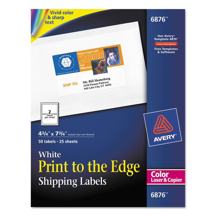 Picture of Vibrant Color-Printing Shipping Labels, 4 3/4 x 7 3/4, White, 50/Pack
