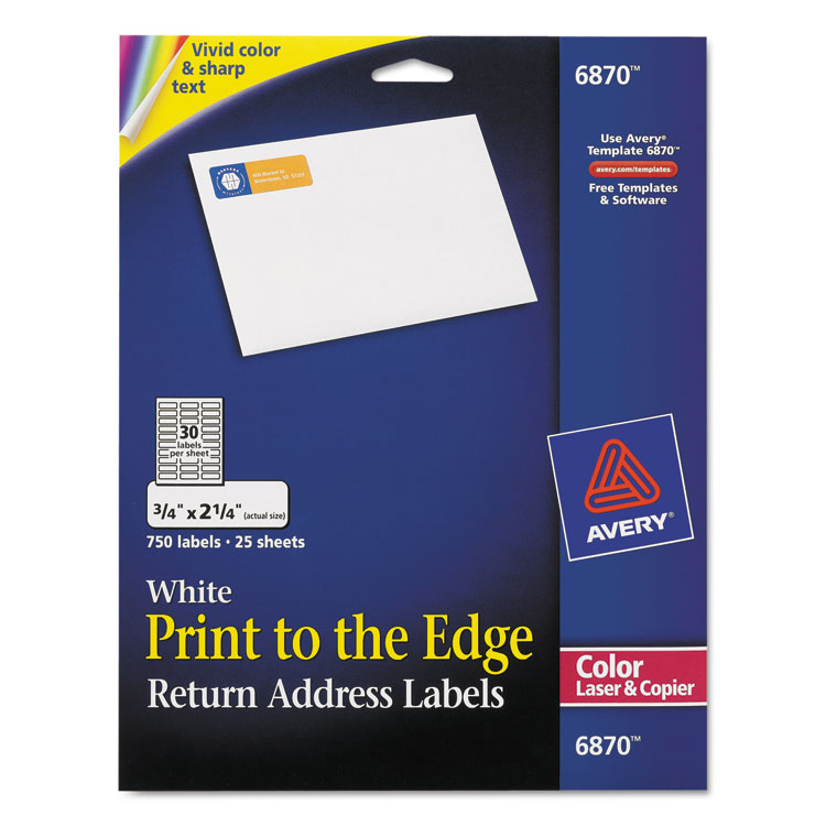 Picture of Vibrant Color-Printing Return Address Labels, 3/4 x 2 1/4, White, 750/PK