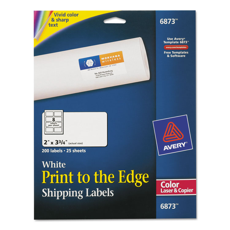 Picture of Vibrant Color-Printing Shipping Labels, 2 x 3 3/4, White, 200/Pack