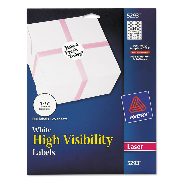 Picture of High-Visibility Round Permanent ID Labels, Laser, 1 2/3 dia, White, 600/Pack
